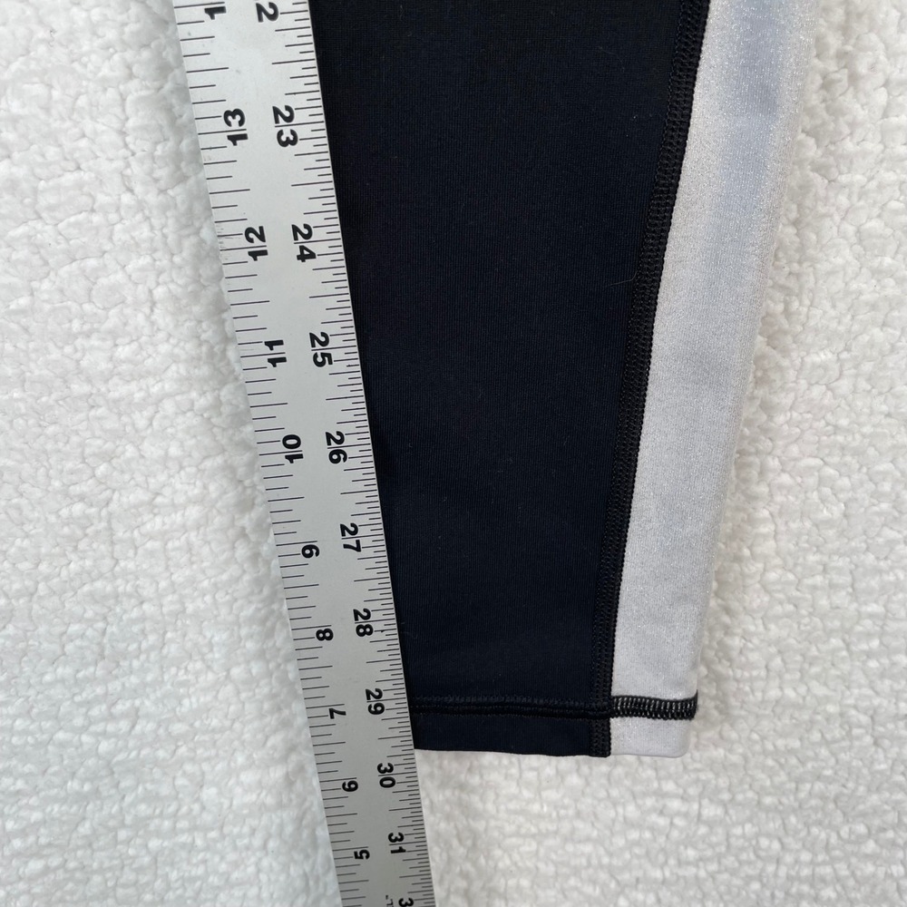 Victoria Sport Knockout High Rise Leggings Black Silver Stripe Pockets Small - Picture 7 of 9